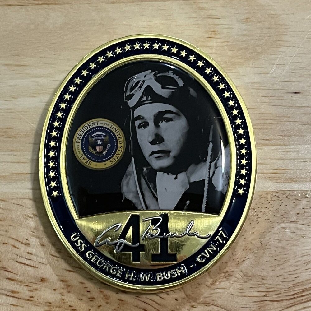 Challenge Coin US Navy USN USS George H W Bush POTUS Team Avenger Mess CPO